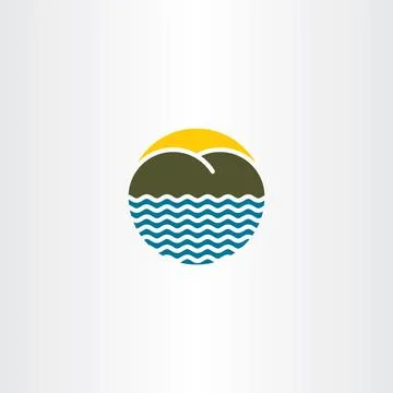 Beach island vector logo icon sign Stock-Illustration