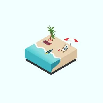 Beach isometric isolated flat design Stock Illustration