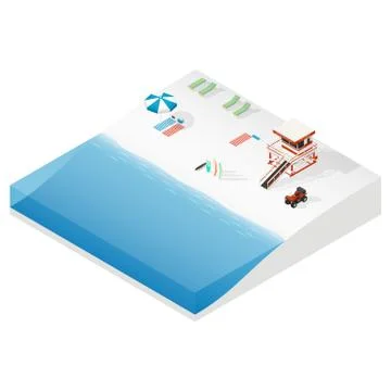 Beach isometric ison set Illustrazione stock