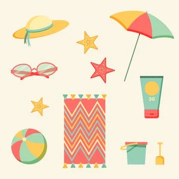 Beach items Stock Illustration