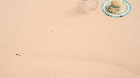 Beach items on the sand Stock Footage 101683166