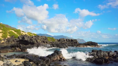 Beach at Kaena Point on Oahu Stock Footage 67906085