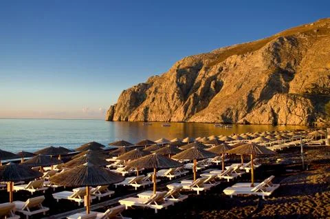 Beach in Kamari. 写真素材