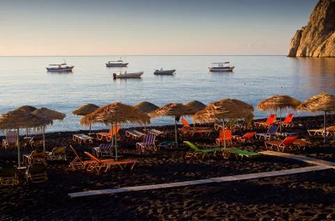 Beach in Kamari. Stock Photos