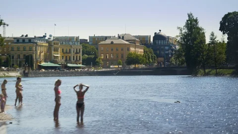 At the beach in Karlstad Stock Footage 94662051