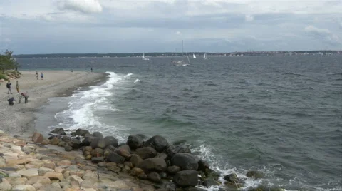 Beach at Kronborg Castle - Helsingor Denmark Stock Footage 55247155
