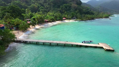 The beach in La miel, in the border between panama and Colombia Stock Footage 233461360