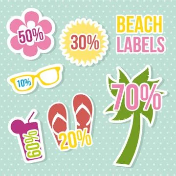 Beach labels over blue background. vector illustration Illustrazione stock