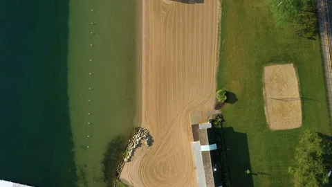 Beach Lake Geneva Top down small beach- Video stock 158935674