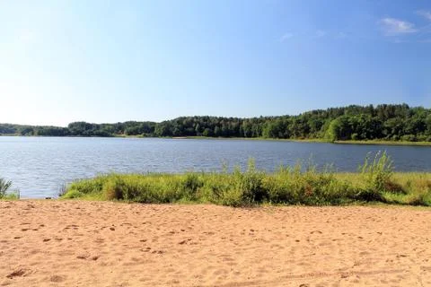 Beach on the lake Stock Photos
