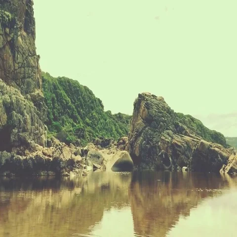 Beach landmark with big rocks.  Stock Footage 69290197