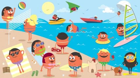 Beach Landscape Cartoon Stockillustratie