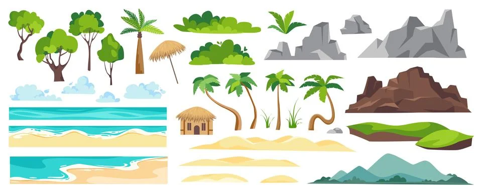 Beach Landscape Creator Kit Illustrazione stock