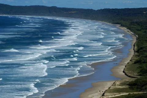 Beach landscape by the dramatic sea Stock Photos