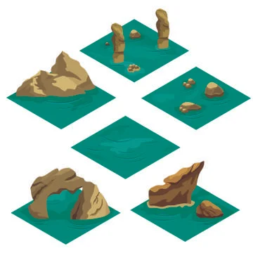 Beach landscape isometric tile set Stock Illustration
