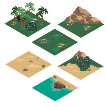 Beach landscape isometric tile set Stock Illustration