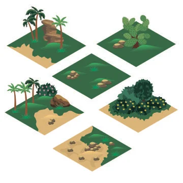 Beach landscape isometric tile set Stock Illustration