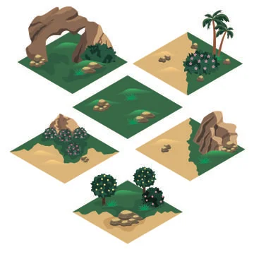 Beach landscape isometric tile set Stock Illustration