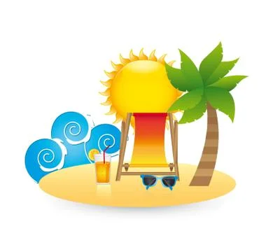 Beach landscape over white background. vector illustration Stock Illustration