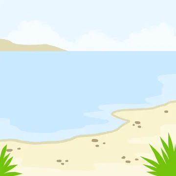 Beach landscape, sand and sea. Summer coast. Beautiful Tropical Shore. Stock Illustration