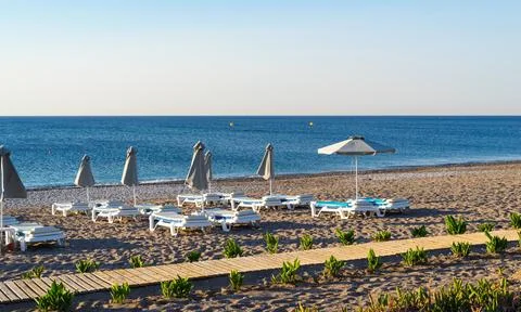 Beach landscape on the seashore Stock Photos