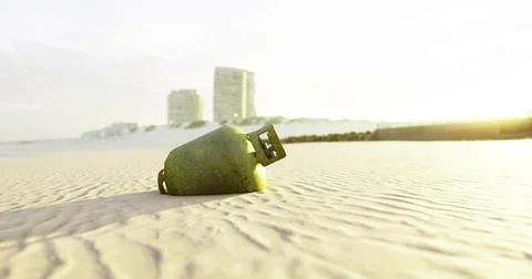 Beach landscape with small object under sunlight during early morning イラスト素材