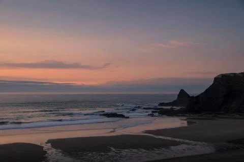Beach landscape at sunset Stock Photos