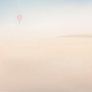 Beach landscape vector background. Seaside nature with hot air balloon flying Stock Illustration