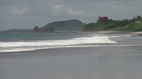 Beach with Large House in Background Video stock 51353275