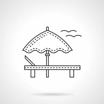Beach leisure flat line vector icon 스톡 일러스트