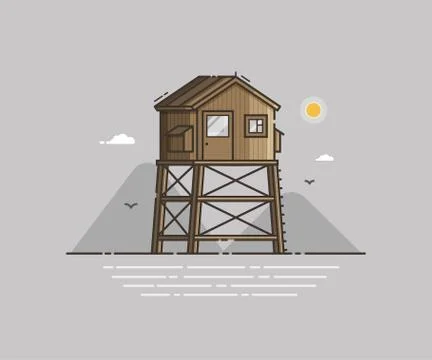 Beach Life Guard House Vector Illustration Stock Illustration