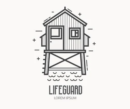 Beach Lifeguard Logo Template Stock Illustration