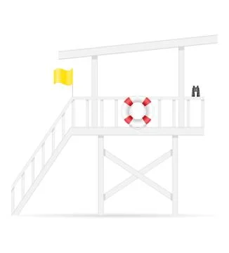 Beach lifeguard tower to save drowning people vector illustration Stock Illustration