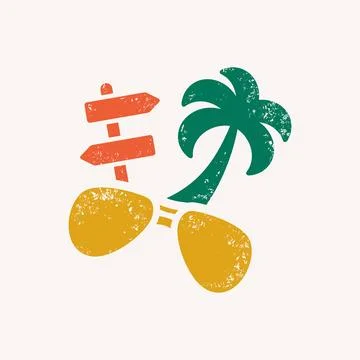 Beach lifestyle vector illustration. Pointer, coconut tree and sun glasses. Illustrazione stock