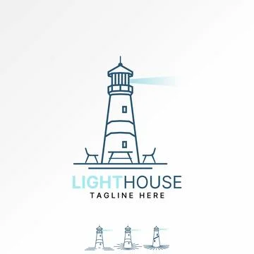 Beach light house ray ship island desk chair navigation tower coast cafe shop Stock Illustration