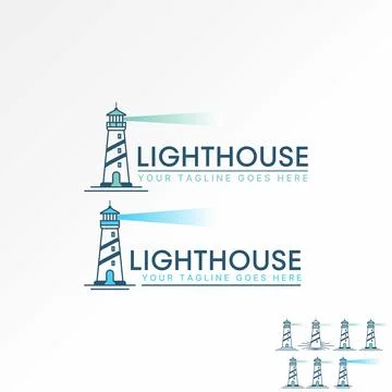 Beach light house ray ship island landmark marine navigation tower shore coast Stock Illustration