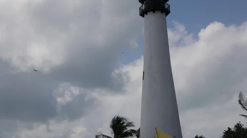 Beach Lighthouse with Clouds and Blue Sky Stock Footage 83965964