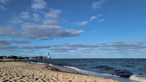 Beach Lighthouse Slow Motion Video stock 234093362