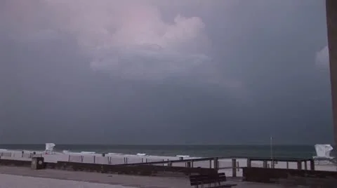 Beach Lightning Storm Stock Footage 12667806
