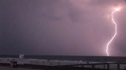 Beach Lightning Storm Stock Footage 12667842