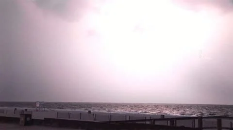 Beach Lightning Storm Stock Footage 12667843