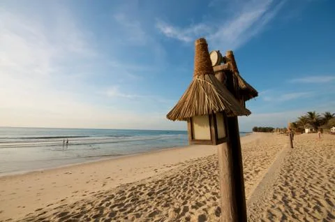 Beach lights on vacation resort Stock Photos