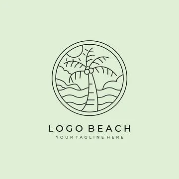 Beach line art logo vector symbol illustration design 스톡 일러스트