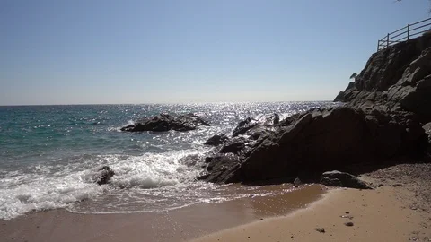 A beach in Lloret de Mar, Costa brava Video stock 111724793