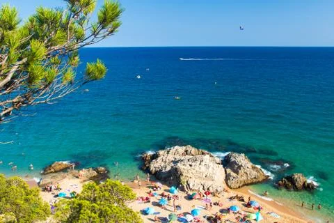 Beach in Lloret de mar, Costa brava, Spain Stock Photos