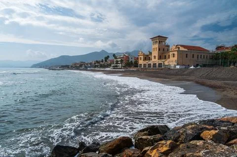 The beach of Loano Stock Photos