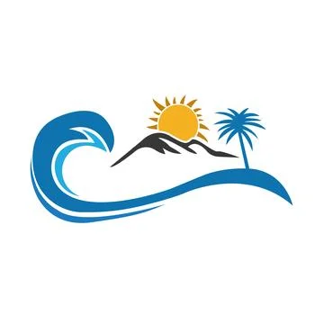 Beach logo design. Vector design concept Free Vector Stock Illustration