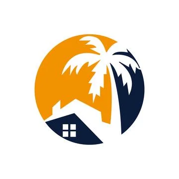 Beach logo design. Vector design concept  Vector Tree combination housing vector Stock Illustration