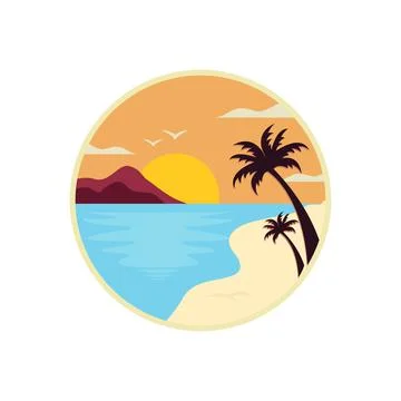 Beach logo design vector template Stock Illustration