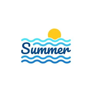 Beach logo designs concept vector template, Summer Beach Logo symbol Stock Illustration